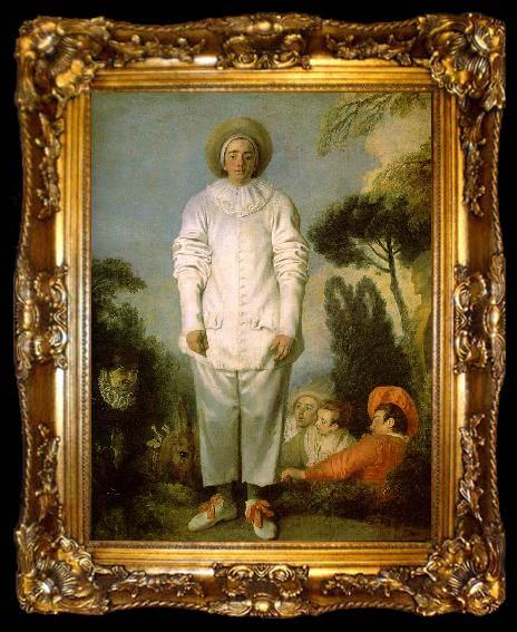 framed  Jean-Antoine Watteau Gilles as Pierrot, ta009-2